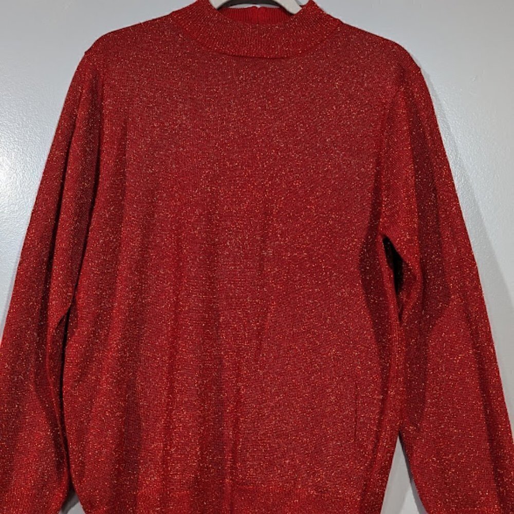 Vintage Sparkly Mock Neck Sweater Women size  PL